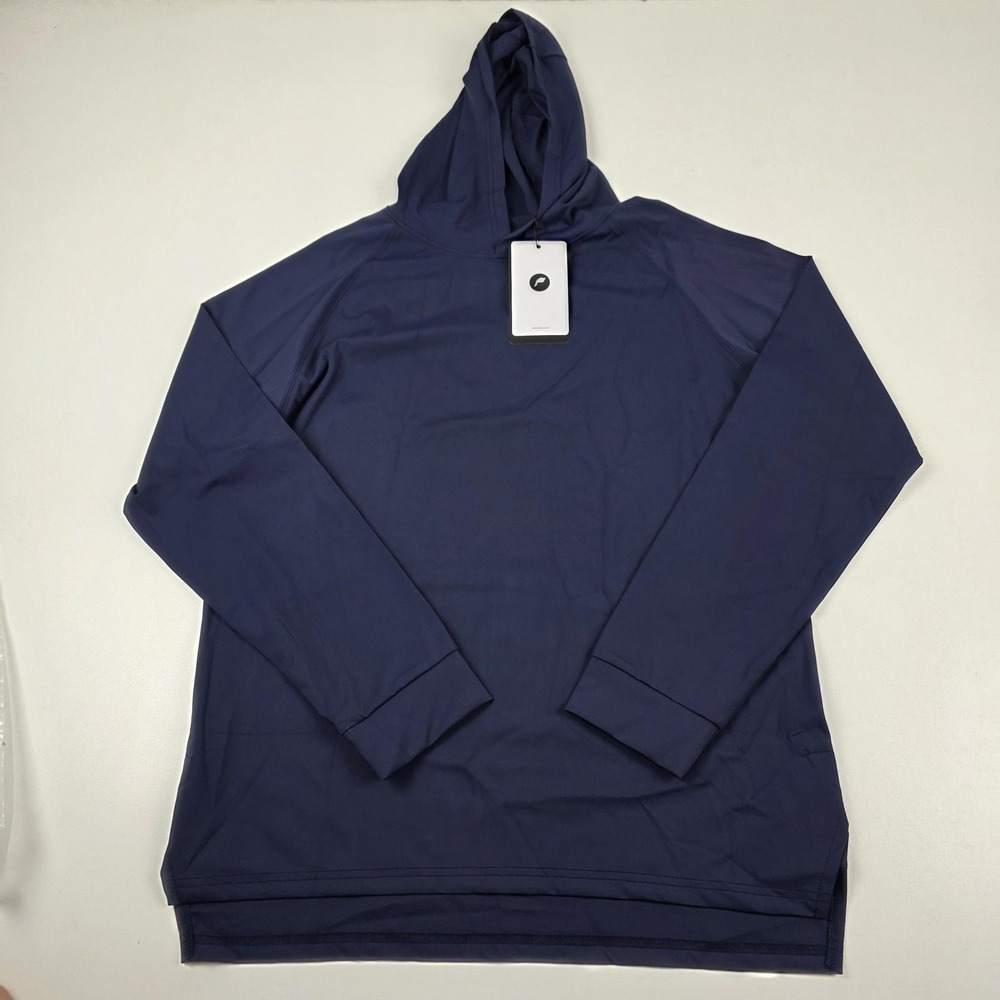 FIOBOC Hoodie Mens Large Blue Classic Fit Lightweight Pullover Tagless Pockets